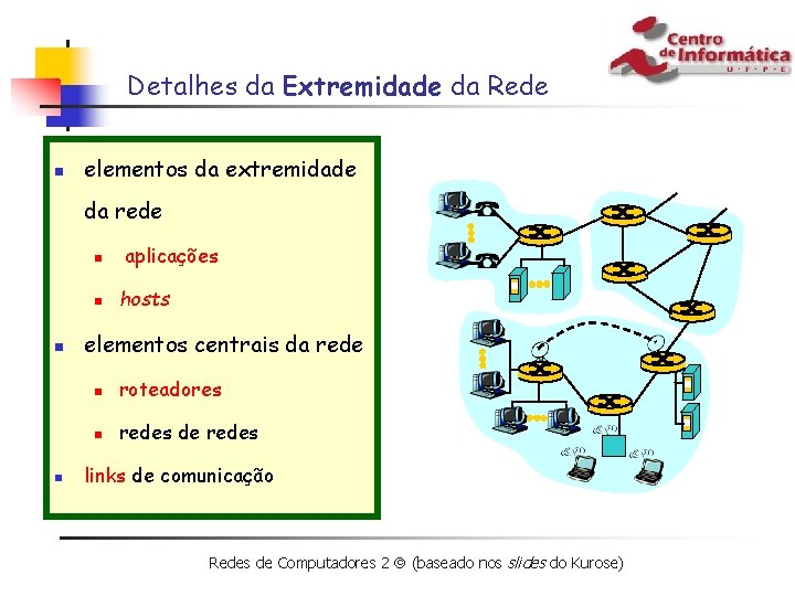 Detalhes da Extremidade da Rede n elementos da extremidade da rede n n aplicações