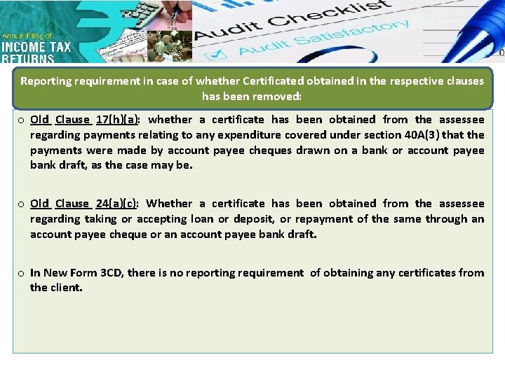 Reporting requirement in case of whether Certificated obtained in the respective clauses has been