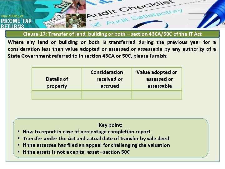 Clause-17: Transfer of land, building or both – section 43 CA/50 C of the