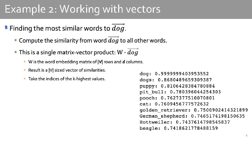 Example 2: Working with vectors § 6 