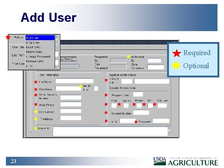 Add User Required Optional 23 
