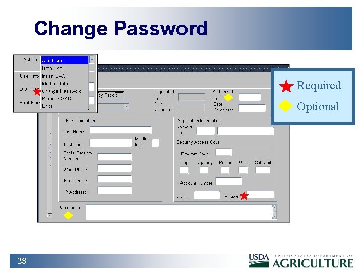 Change Password Required Optional 28 