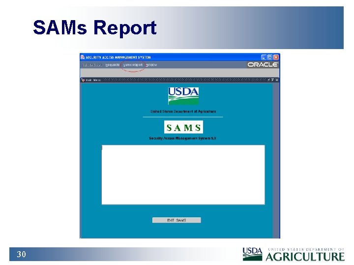 SAMs Report 30 