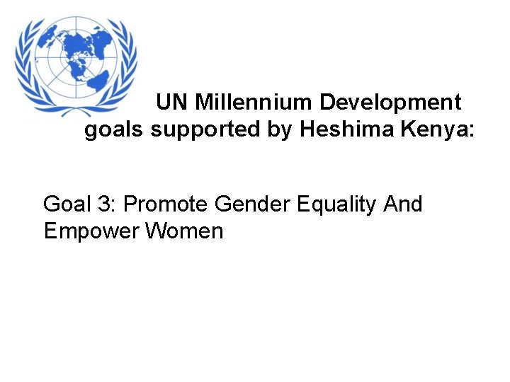 UN Millennium Development goals supported by Heshima Kenya: Goal 3: Promote Gender Equality And