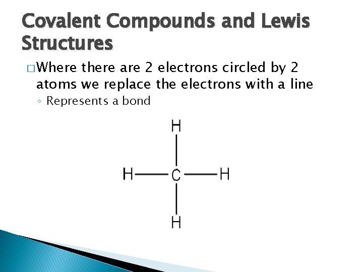 Covalent Compounds and Lewis Structures � Where there are 2 electrons circled by 2