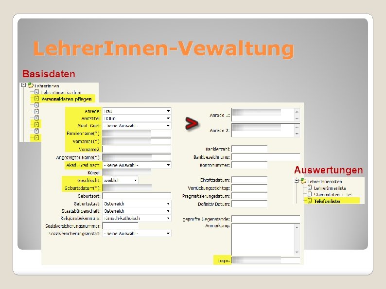 Lehrer. Innen-Vewaltung 