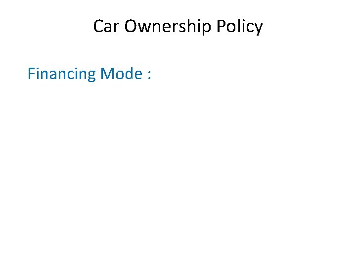 Car Ownership Policy Financing Mode : 