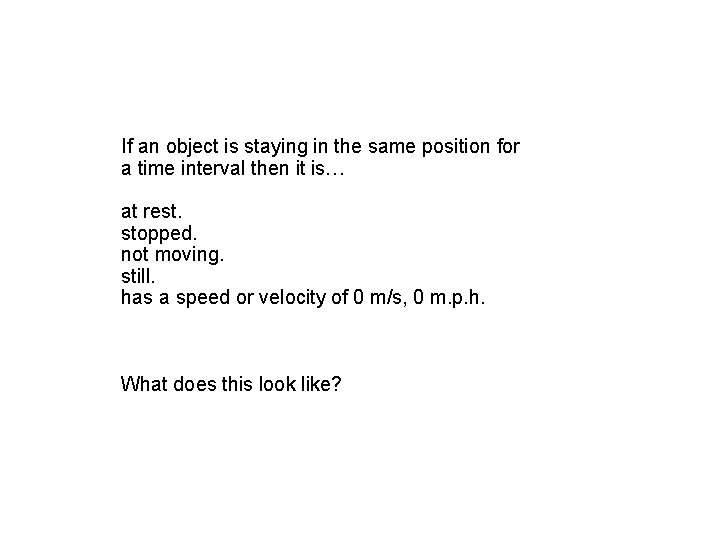 If an object is staying in the same position for a time interval then