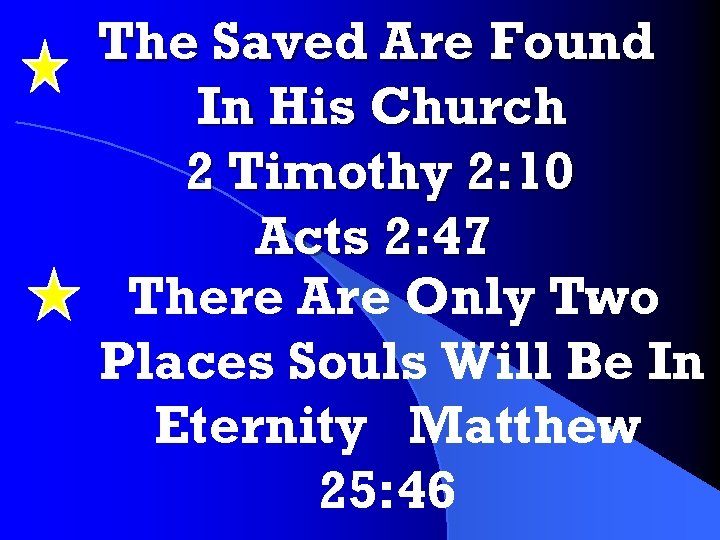 The Saved Are Found In His Church 2 Timothy 2: 10 Acts 2: 47