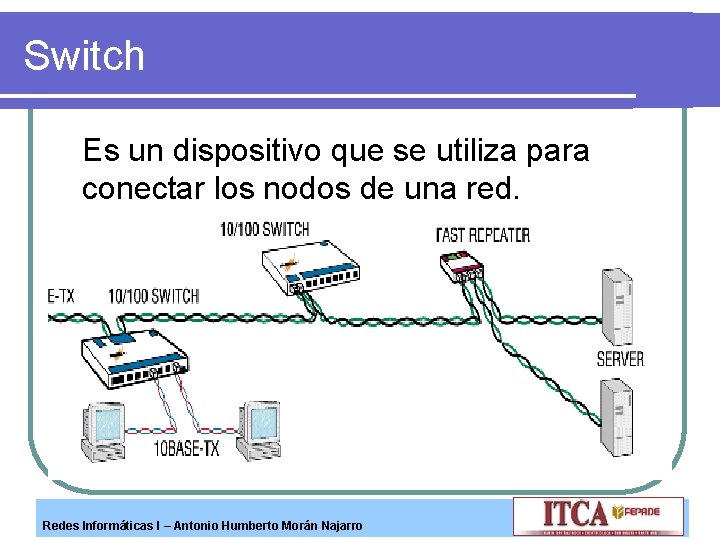 Switch Es un dispositivo que se utiliza para conectar los nodos de una red.