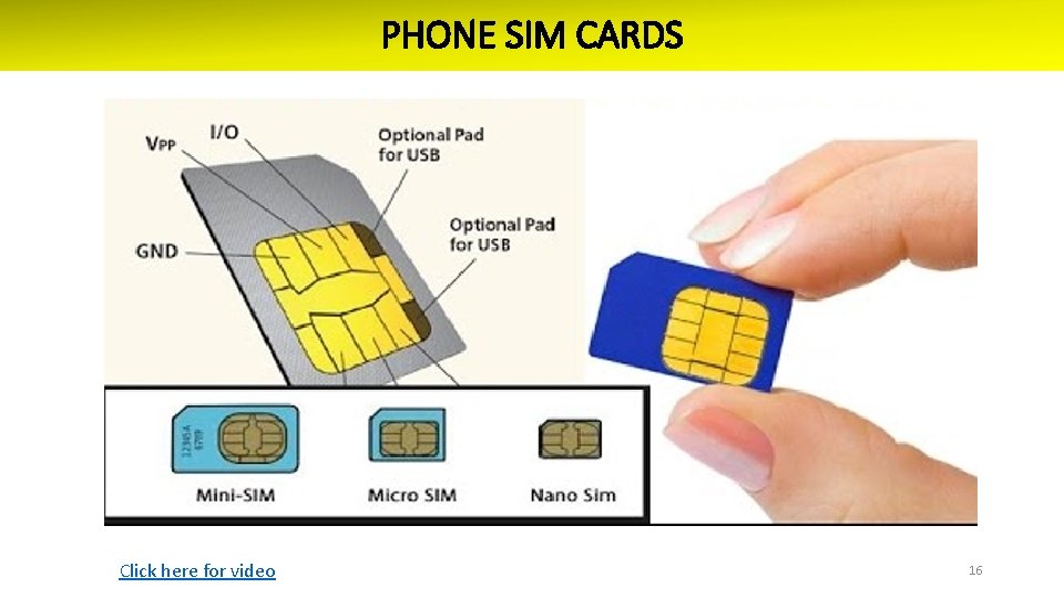 PHONE SIM CARDS Click here for video 16 