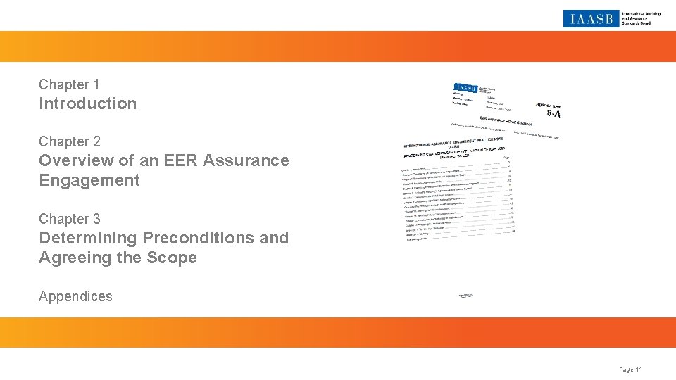 Chapter 1 Introduction Chapter 2 Overview of an EER Assurance Engagement Chapter 3 Determining