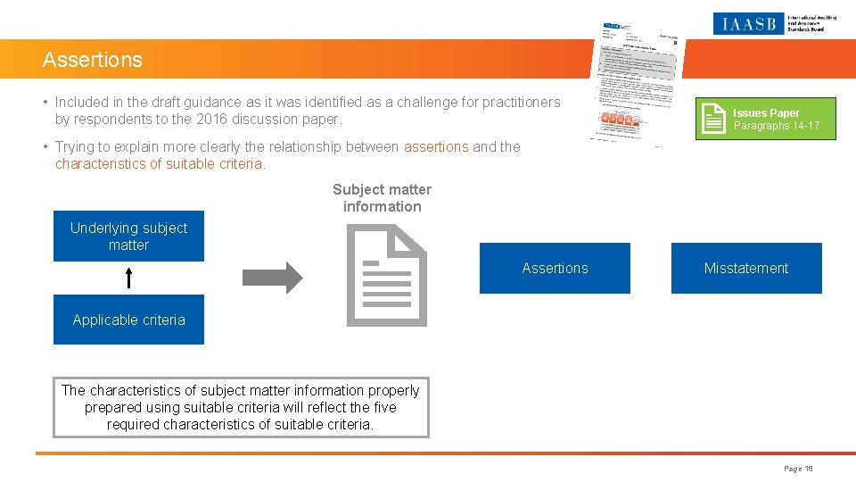 Assertions • Included in the draft guidance as it was identified as a challenge