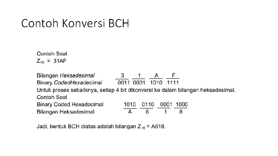 Contoh Konversi BCH 