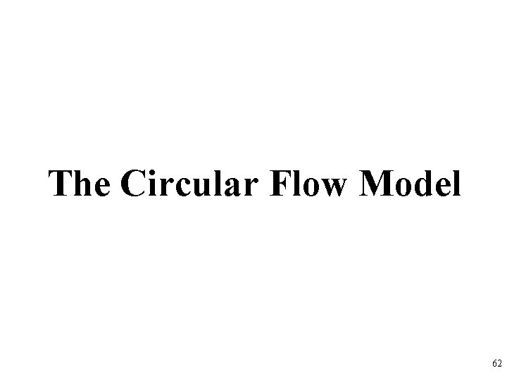 The Circular Flow Model 62 