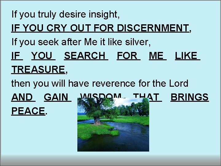 If you truly desire insight, IF YOU CRY OUT FOR DISCERNMENT, If you seek