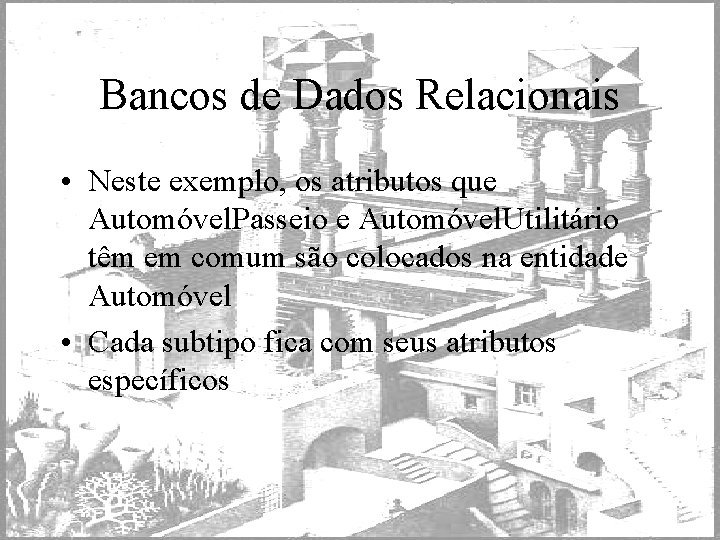 Bancos de Dados Relacionais • Neste exemplo, os atributos que Automóvel. Passeio e Automóvel.