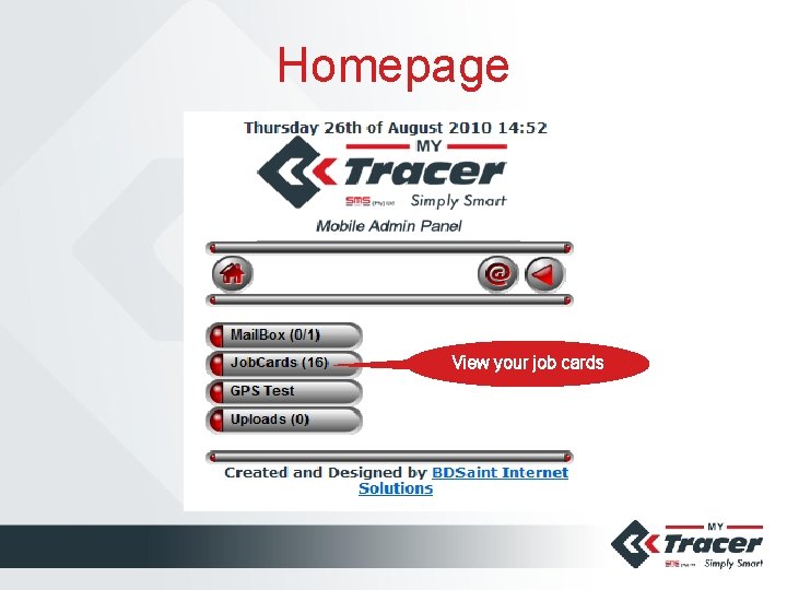 Homepage View your job cards 
