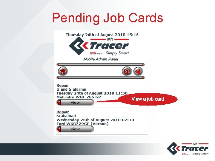 Pending Job Cards View a job card 