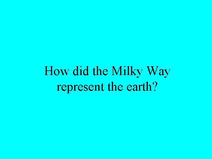 How did the Milky Way represent the earth? 