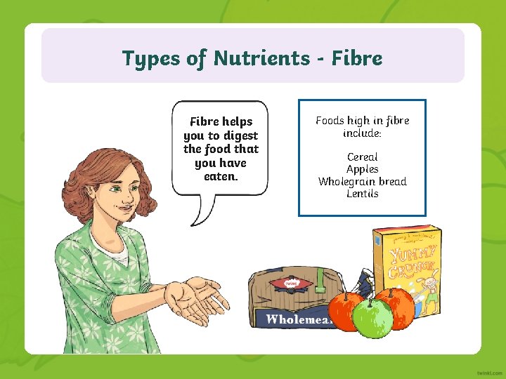 Types of Nutrients - Fibre helps you to digest the food that you have