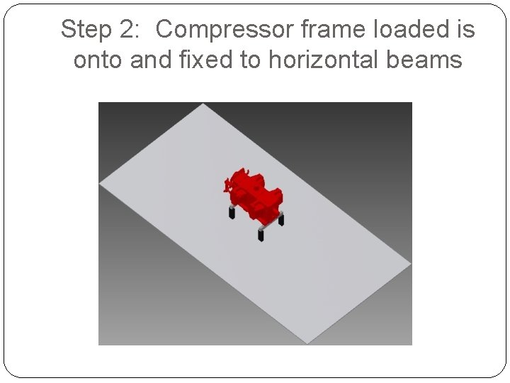 Step 2: Compressor frame loaded is onto and fixed to horizontal beams 