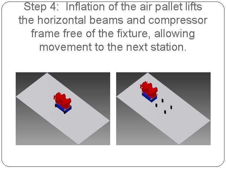 Step 4: Inflation of the air pallet lifts the horizontal beams and compressor frame