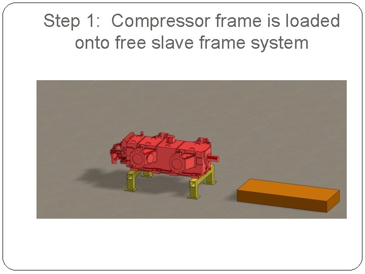 Step 1: Compressor frame is loaded onto free slave frame system 