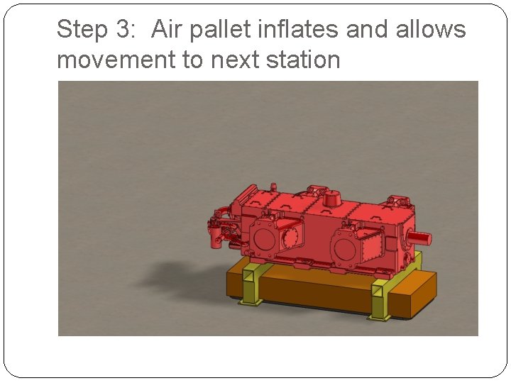 Step 3: Air pallet inflates and allows movement to next station 