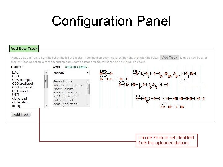 Configuration Panel Unique Feature set Identified from the uploaded dataset 