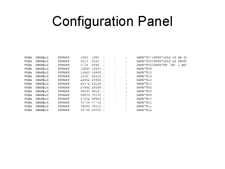 Configuration Panel 