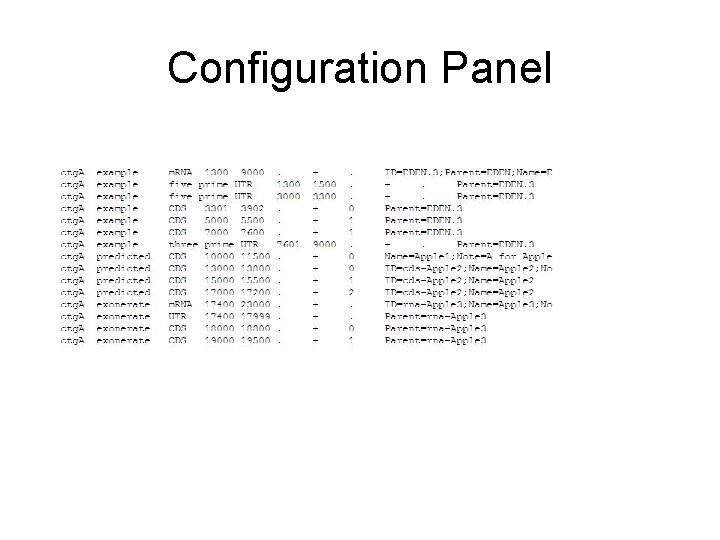 Configuration Panel 