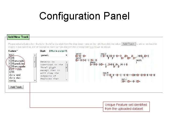Configuration Panel Unique Feature set Identified from the uploaded dataset 