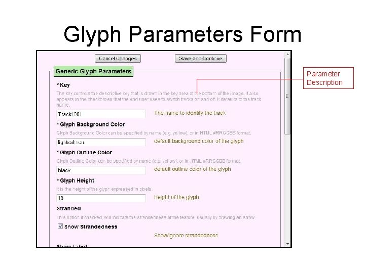 Glyph Parameters Form Parameter Description 