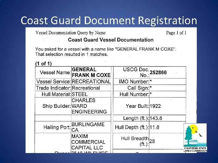 Coast Guard Document Registration 