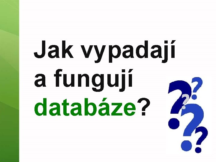 Jak vypadají a fungují databáze? 