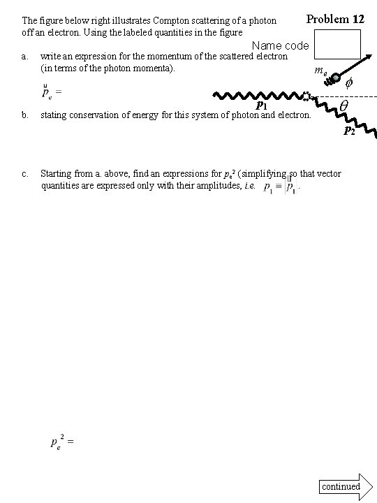 The figure below right illustrates Compton scattering of a photon off an electron. Using
