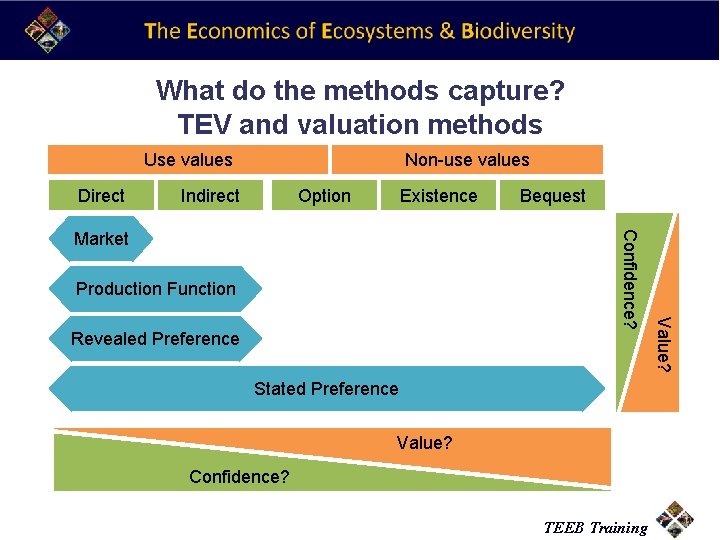 What do the methods capture? TEV and valuation methods Use values Direct Non-use values