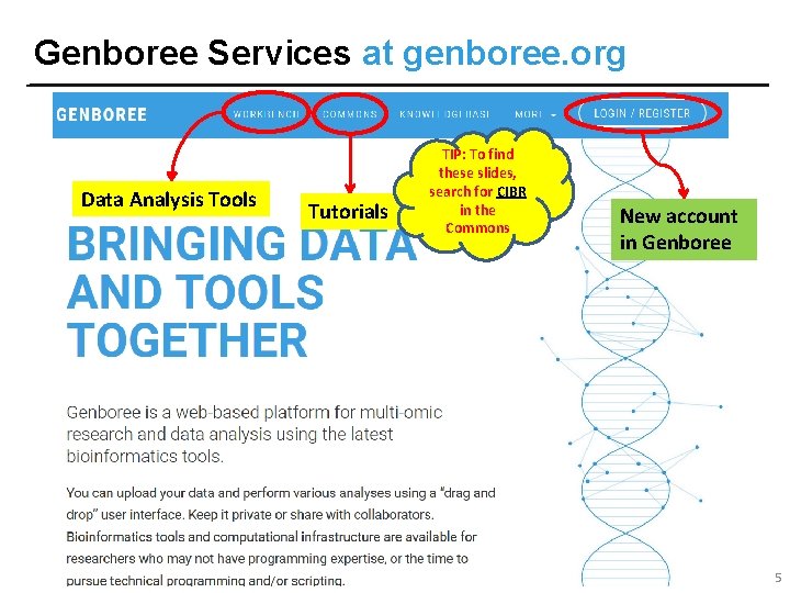 Genboree Services at genboree. org Data Analysis Tools Tutorials TIP: To find these slides,