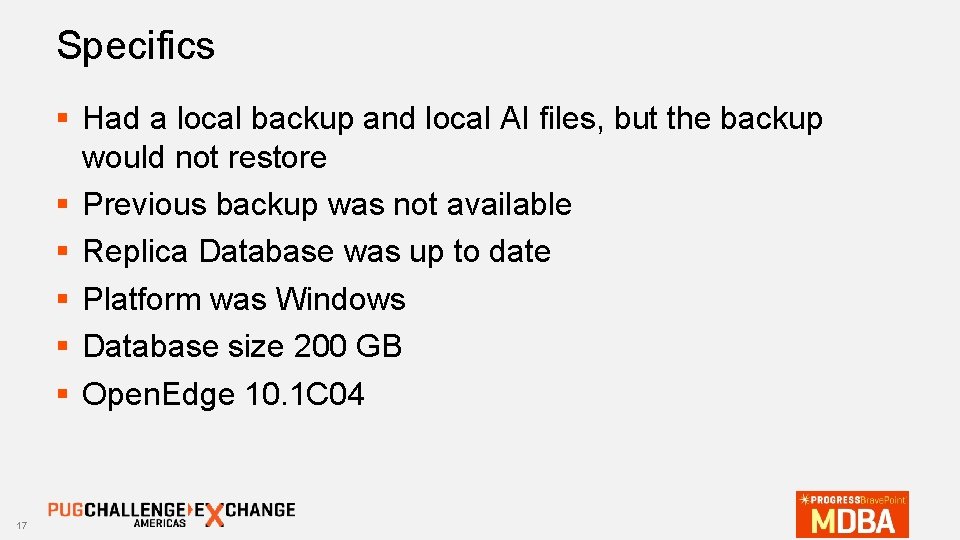 Specifics § Had a local backup and local AI files, but the backup would