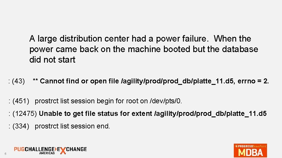 A large distribution center had a power failure. When the power came back on