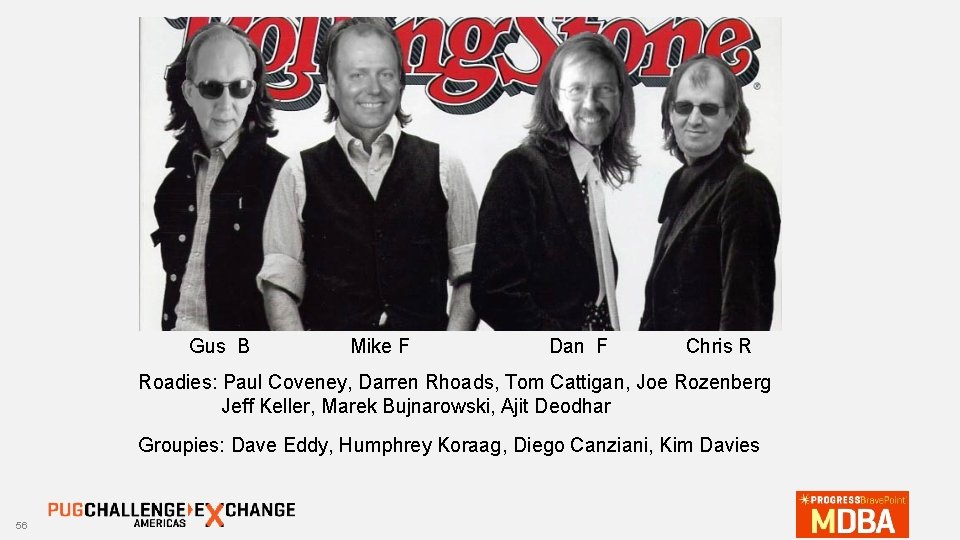 Gus B Mike F Dan F Chris R Roadies: Paul Coveney, Darren Rhoads, Tom