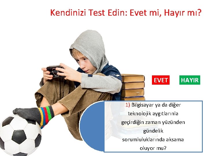 Kendinizi Test Edin: Evet mi, Hayır mı? EVET HAYIR 1) Bilgisayar ya da diğer