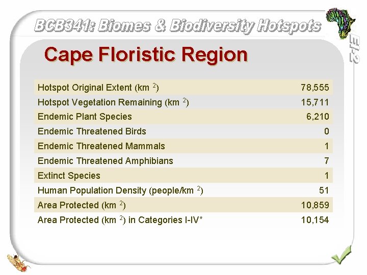 Cape Floristic Region Hotspot Original Extent (km 2) 78, 555 Hotspot Vegetation Remaining (km