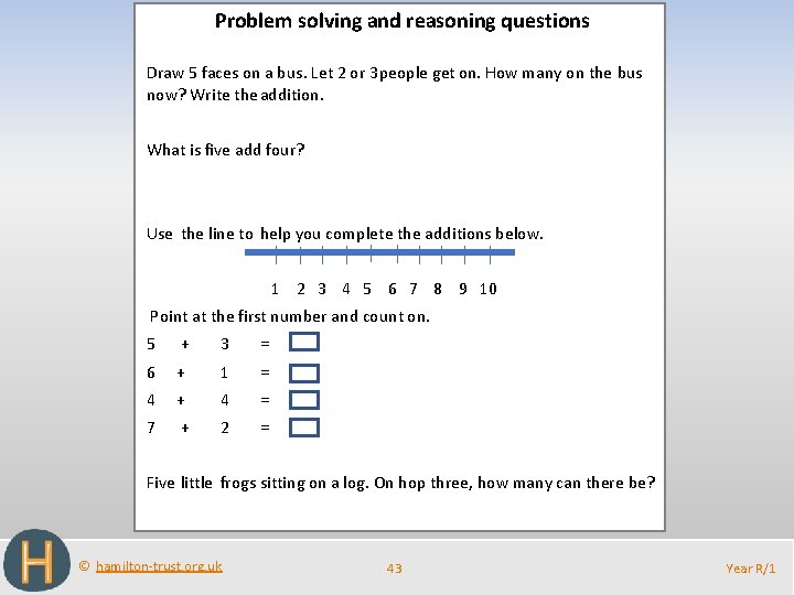 Problem solving and reasoning questions Draw 5 faces on a bus. Let 2 or