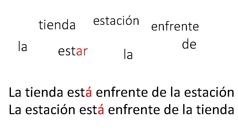 tienda la estar estación enfrente la de La tienda está enfrente de la estación
