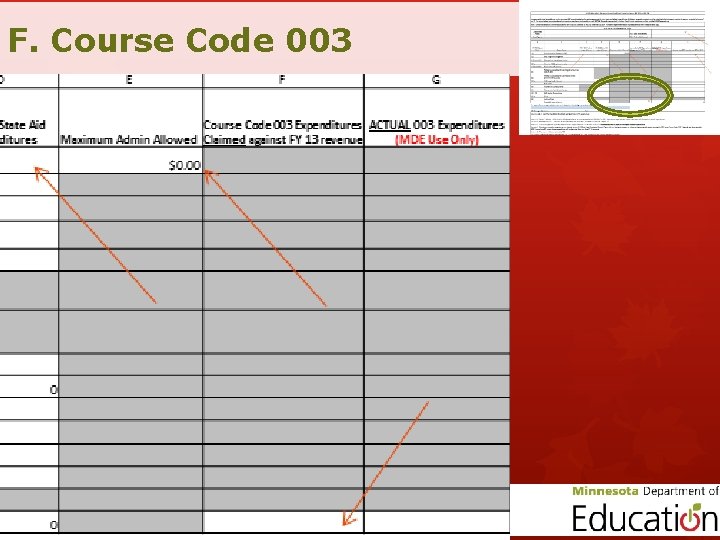 F. Course Code 003 
