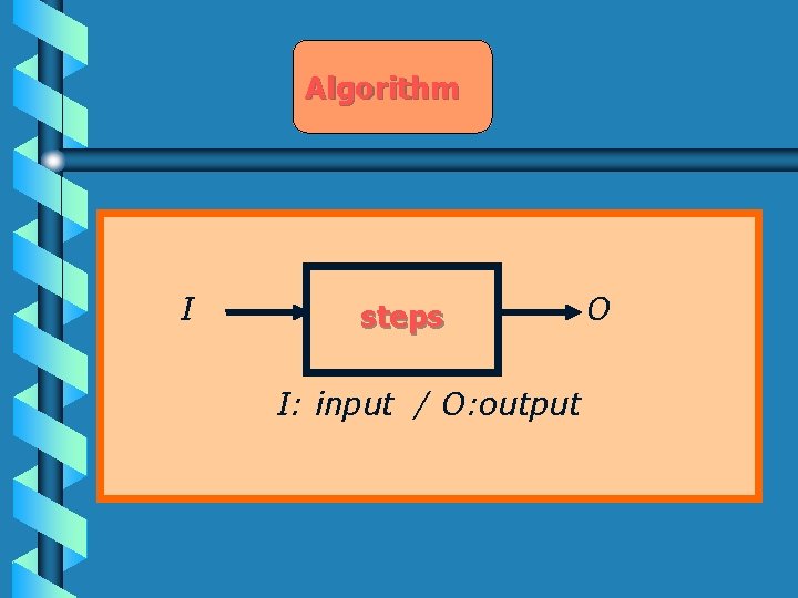 Algorithm I steps I: input / O: output O 