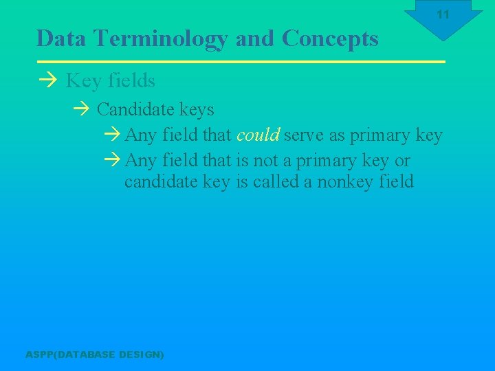 11 Data Terminology and Concepts à Key fields à Candidate keys à Any field