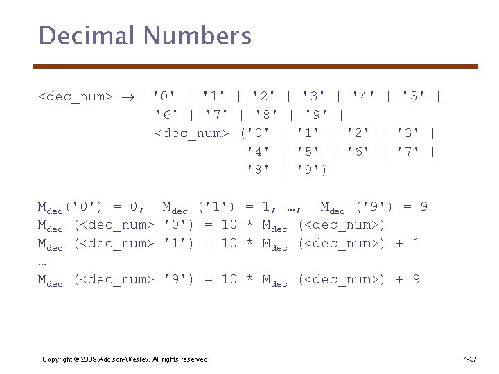 Decimal Numbers <dec_num> '0' | '1' | '2' | '3' | '4' | '5'